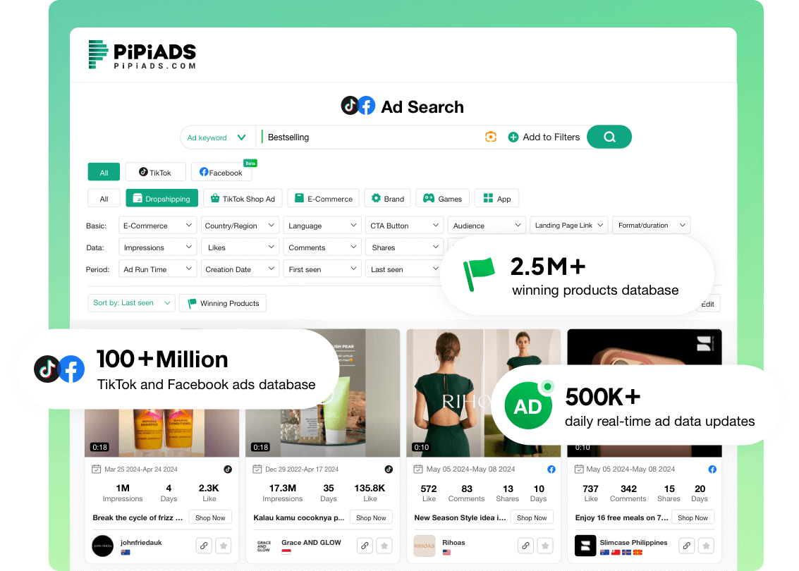 Find Dropshipping Ads on Facebook and TikTok