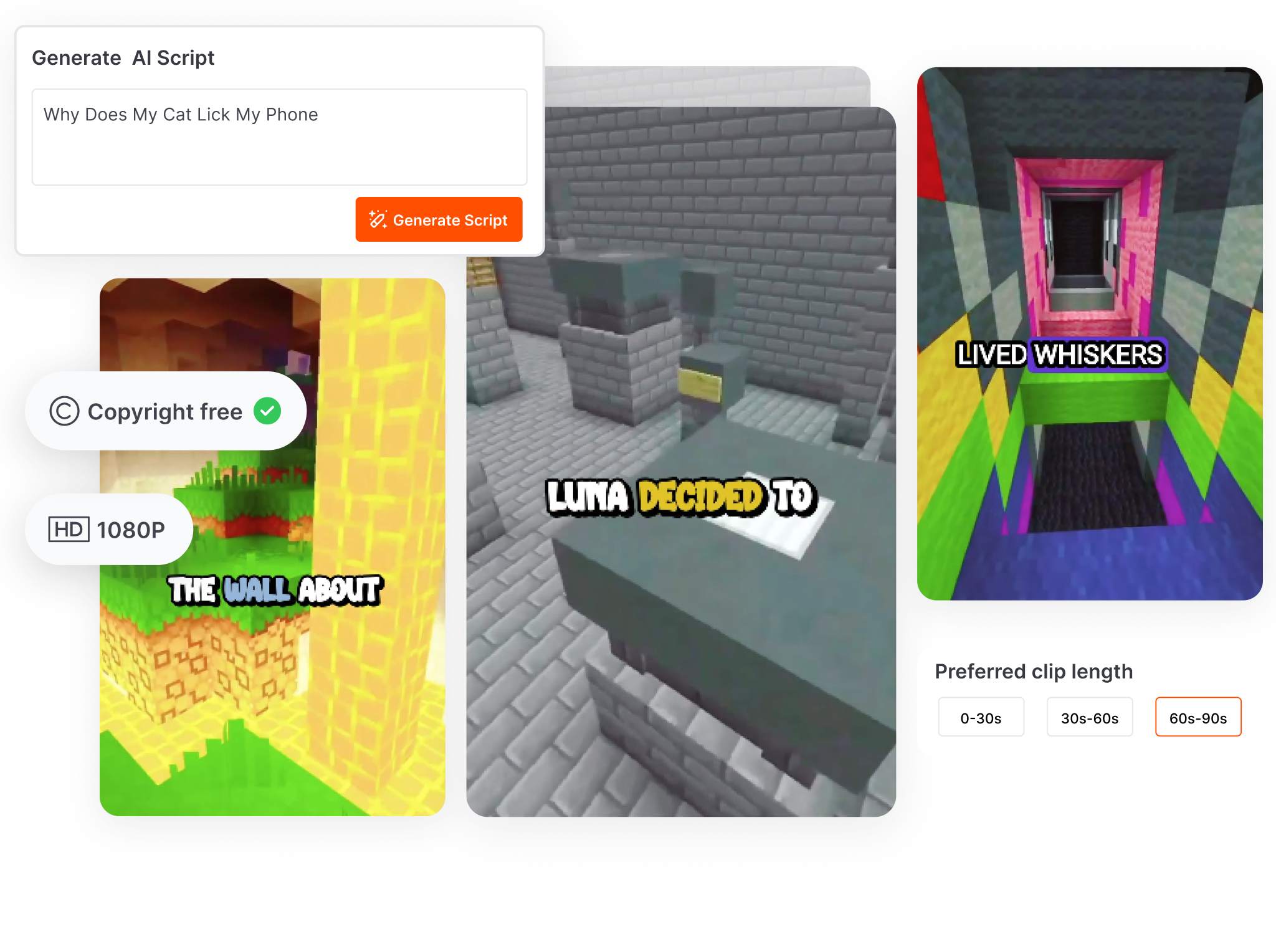<span style="font-weight: 700;color: transparent;-webkit-background-clip: text;background-clip: text;background-image: linear-gradient(to right, #ff4f01, #ff7a3f);">Free</span> AI Minecraft Parkour Video Generator