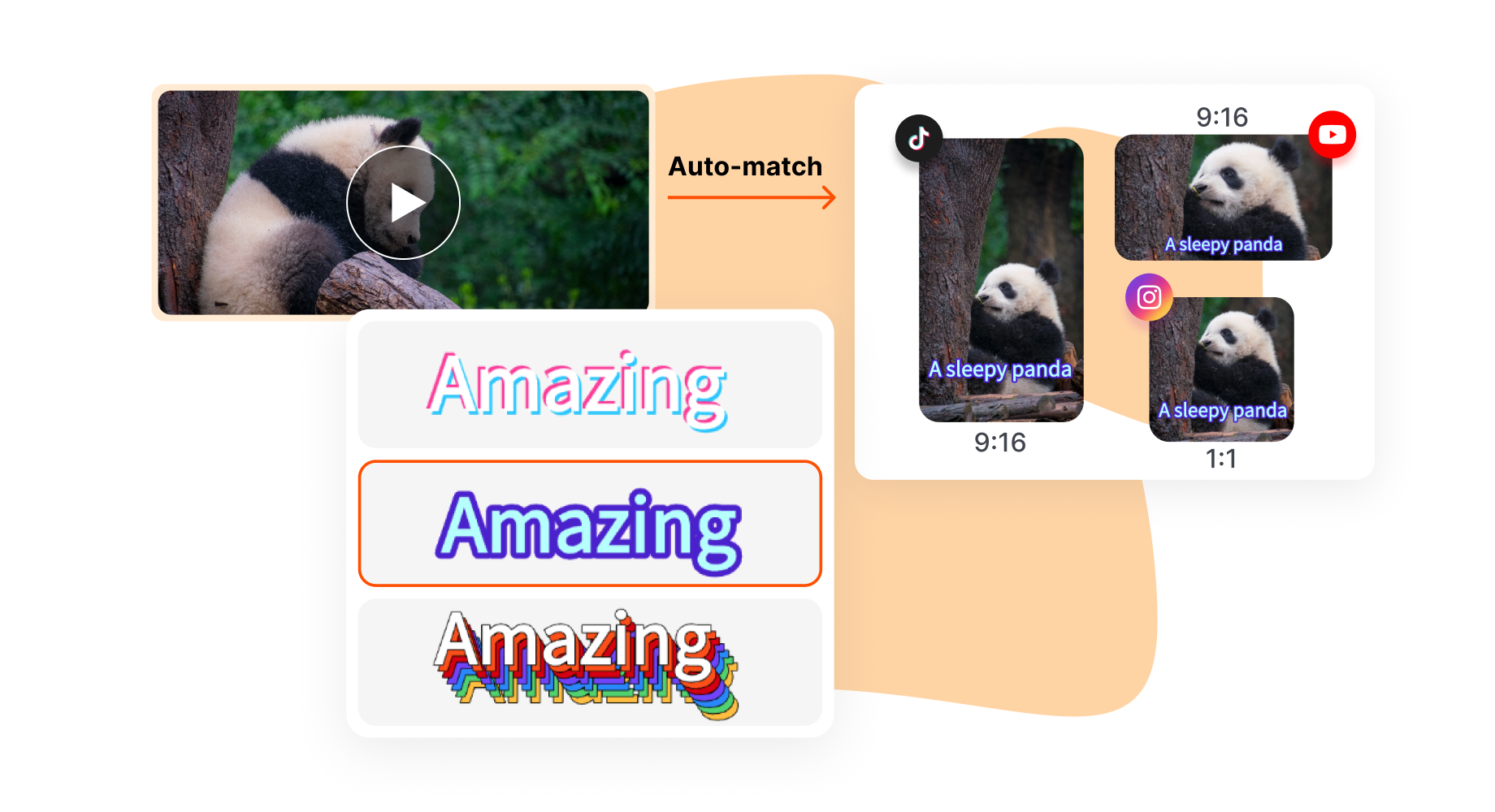 Short AI's automation capabilities, showing Smart AI Cropping resizing a video into different aspect ratios for publishing with the social media scheduler, making it a scalable Quso.ai alternative.
