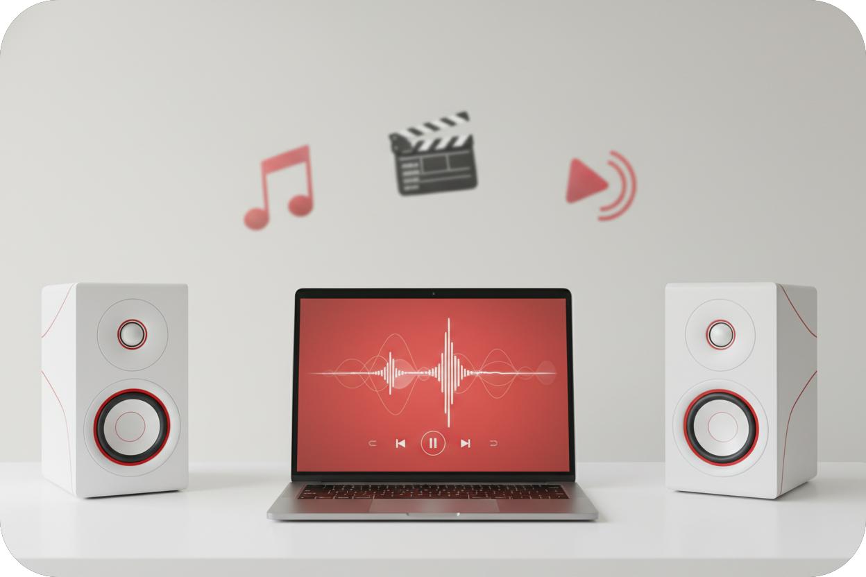 A laptop setup showing a fast online Audio to MIDI conversion.