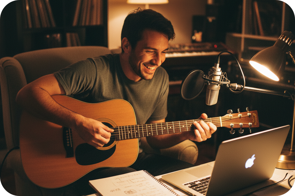 Musician using AI MIDI tools.