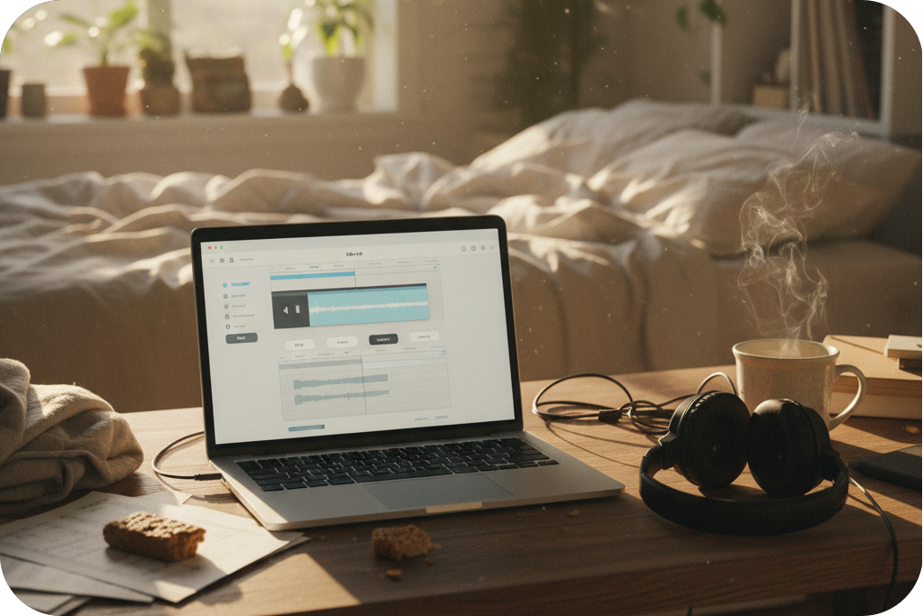 Lo-fi converter in a bedroom setting.