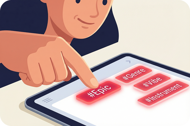 8비트 음악 생성기에서 태그로 노래 사용자 지정하기.