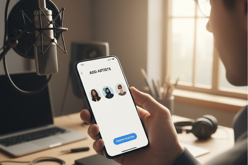 Phone app showing an ai rap maker and text to rap generator.