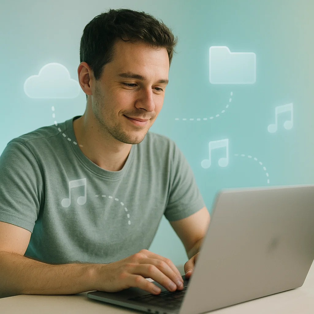 AI-powered midi-editor interface generating melodies and harmonies to spark creativity.