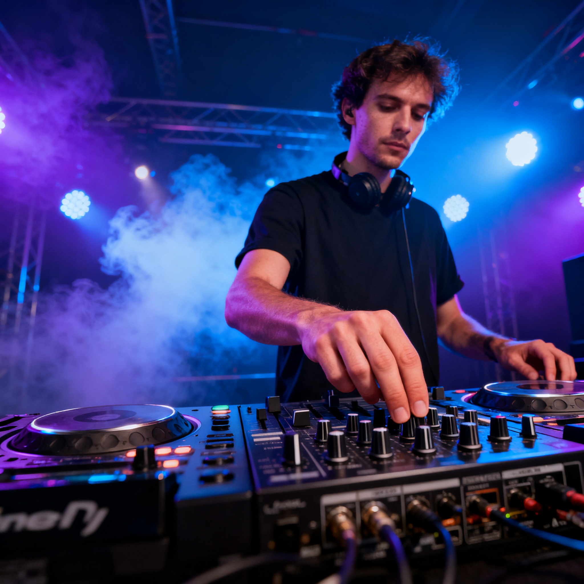 DJ mixing atmospheric intros and custom edits live using the Best Slowed + Reverb Generator tools.