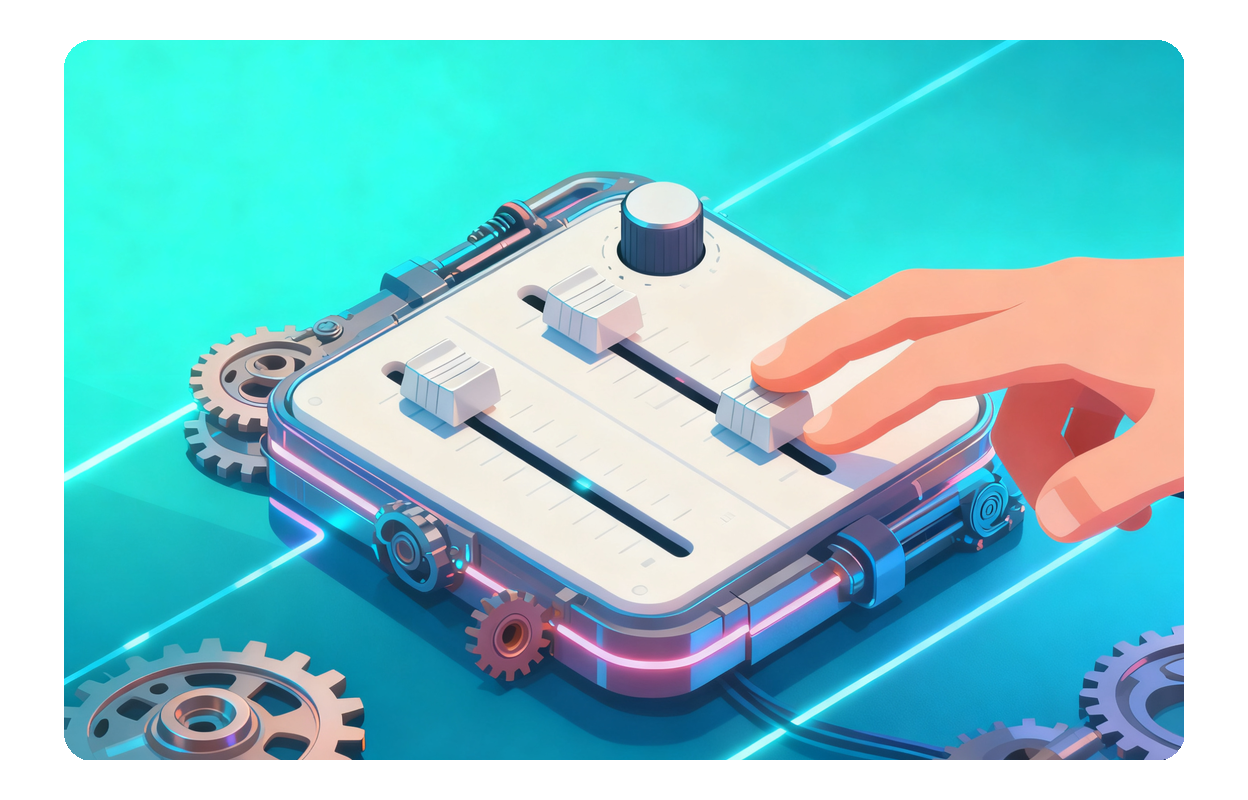 User adjusting pitch and room size sliders to customize slow & reverb effects for a unique music vibe.