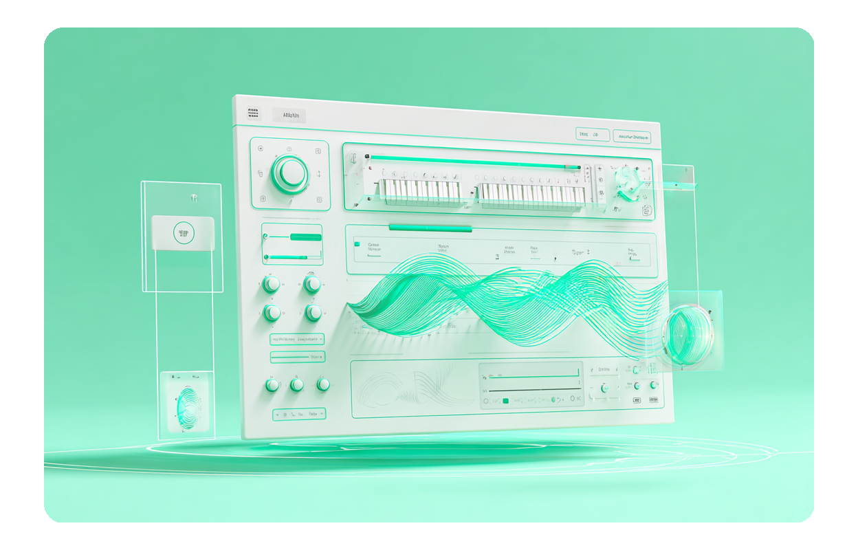 Virtual control panel with sliders and knobs for fine-tuning parameters in our MIDI AI generator.