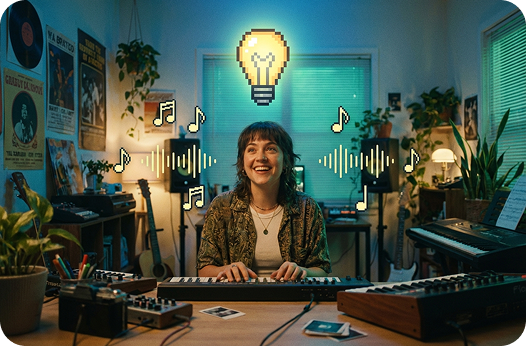 使用 8位元音樂生成器 激發創作靈感。