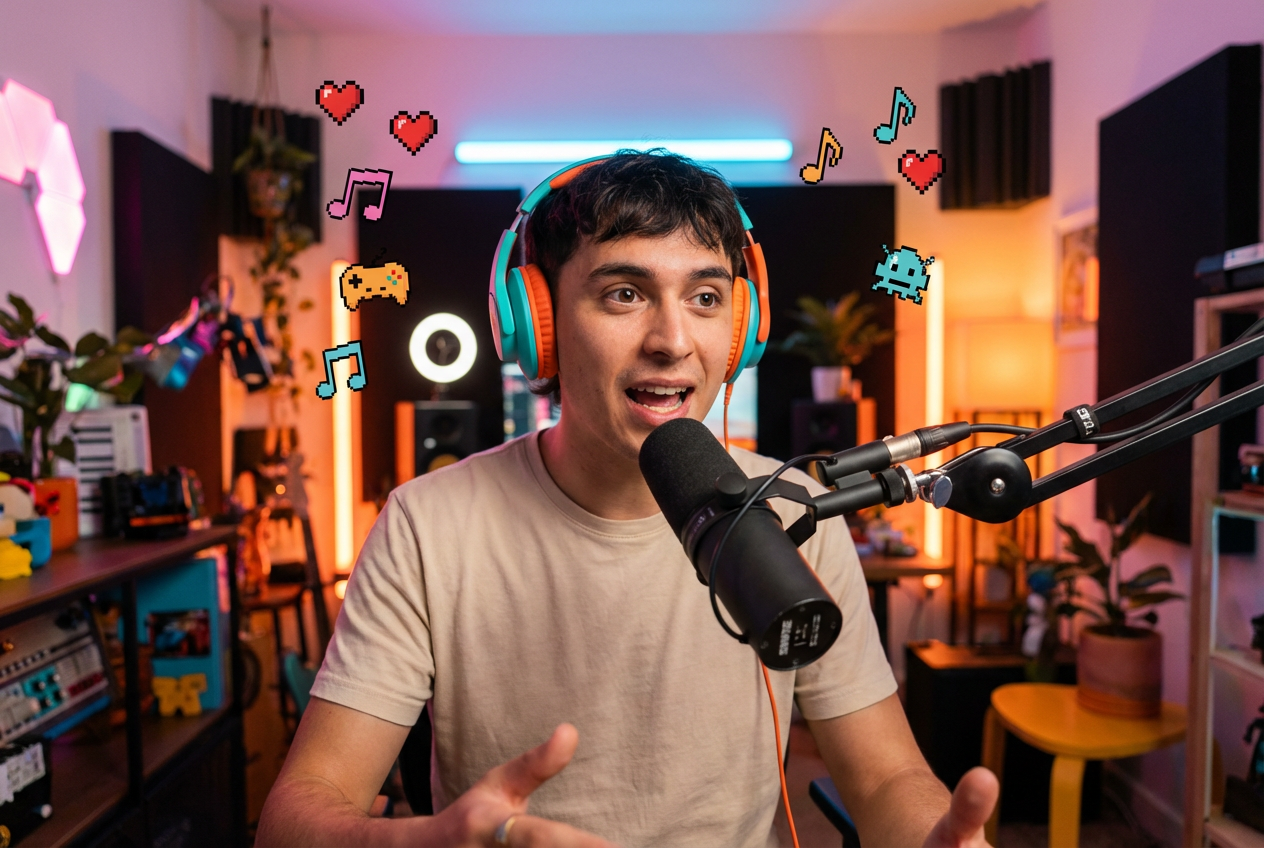 影片創作者使用 8位元音樂生成器 製作素材。