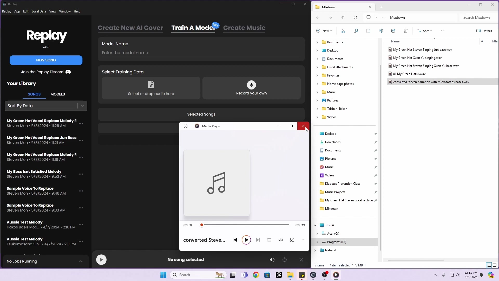 Replay: Train Your Own AI Voice Model and Create Music