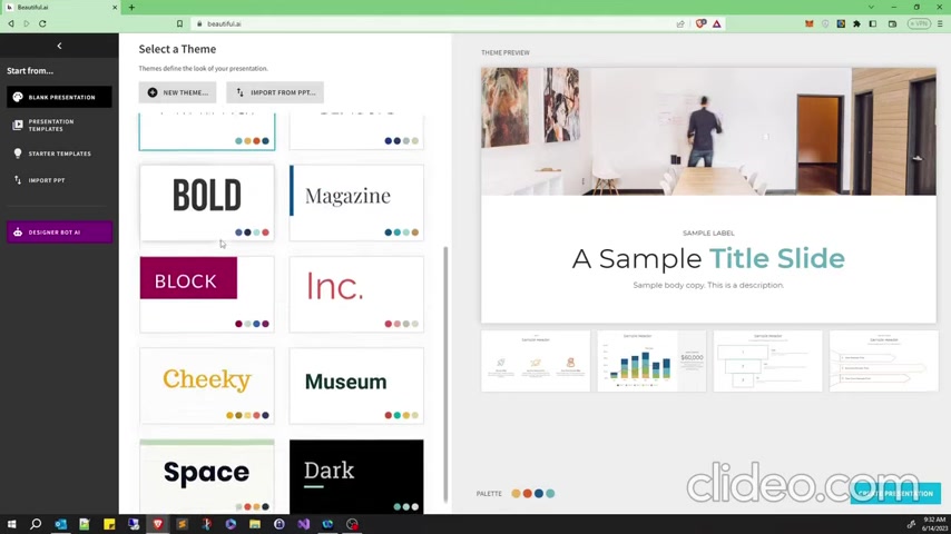 beautiful.ai interface showcase with smart templates and design intelligence features highlighted