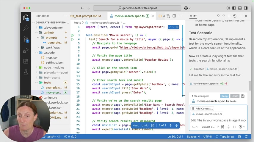Real-World Scenario: Testing a Movie Website with Agent Mode