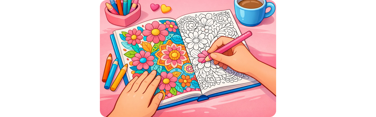 Stress Relief Coloring Page Illustration