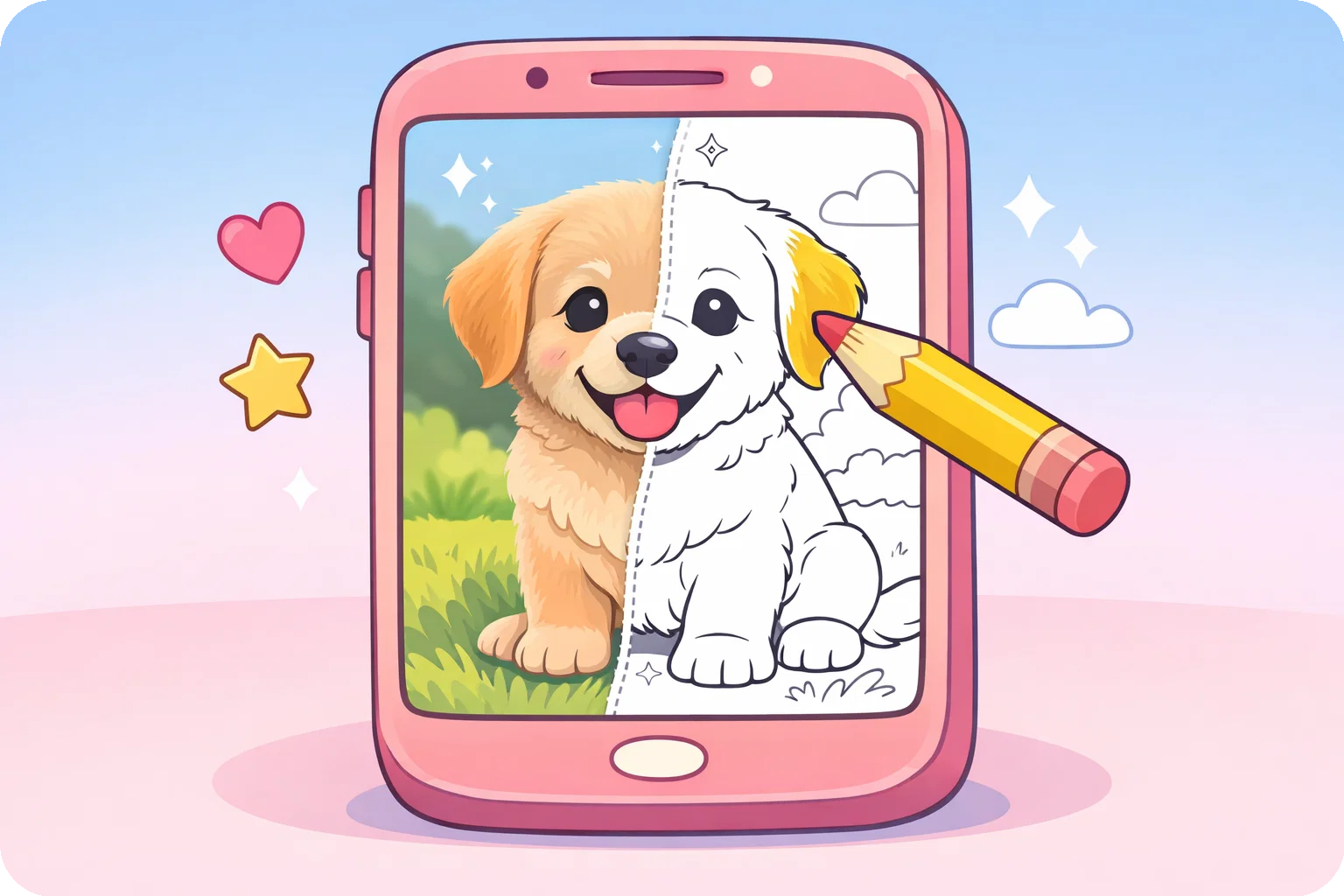 Photo to Coloring Page Illustration