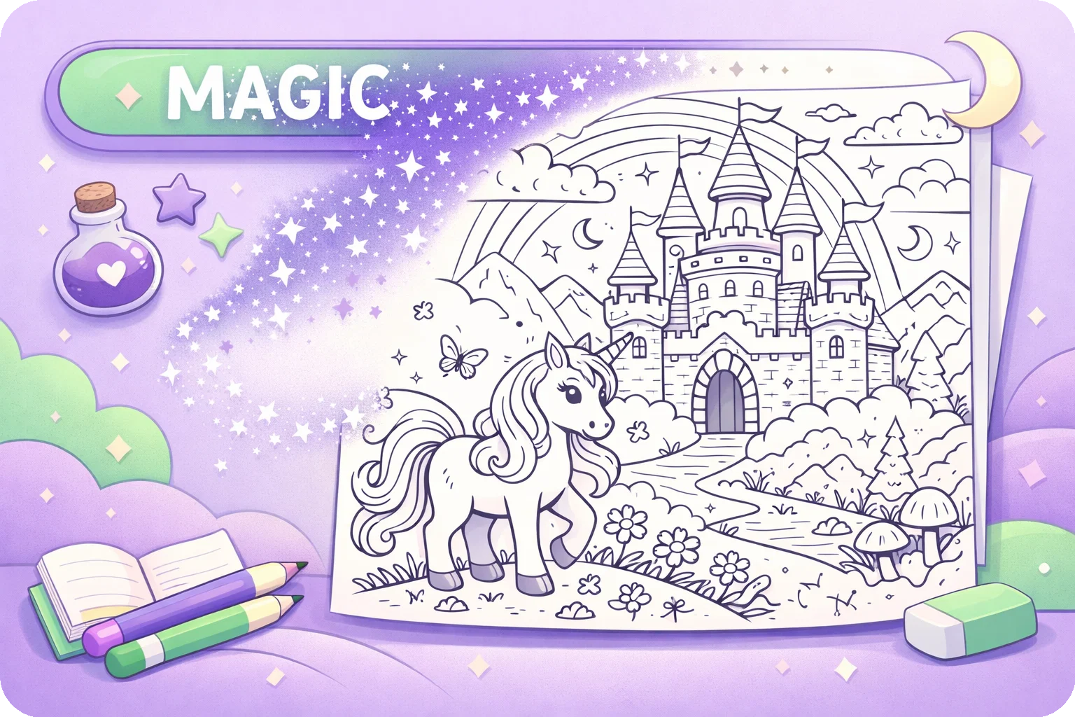 Text to Coloring Page Illustration