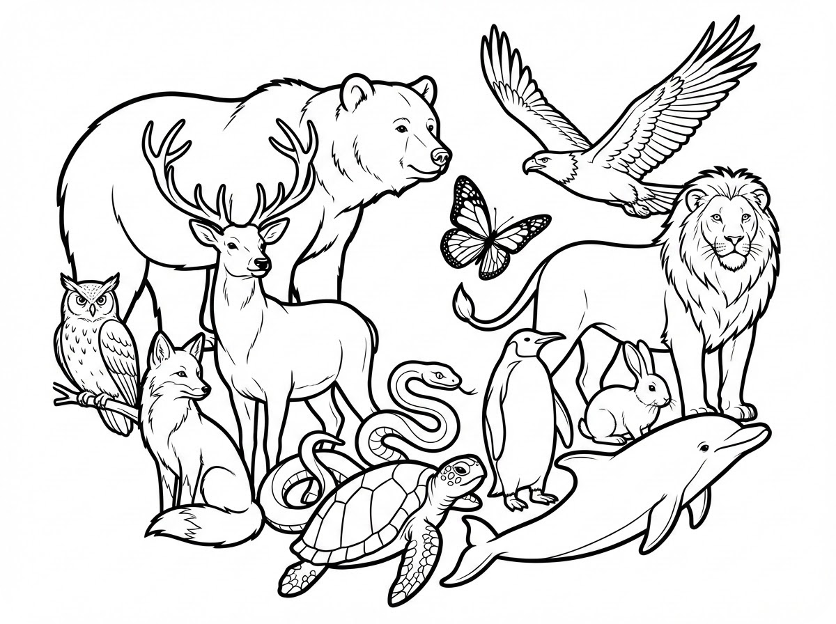 Animal Coloring Page Illustration