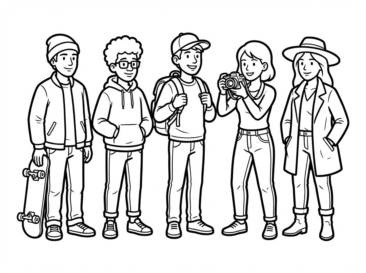 Portraits Coloring Page Illustration