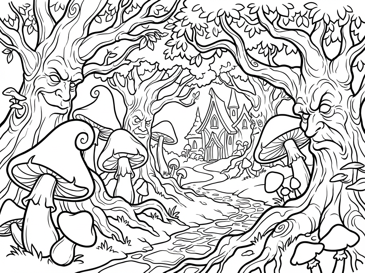Fantasy Coloring Page Illustration