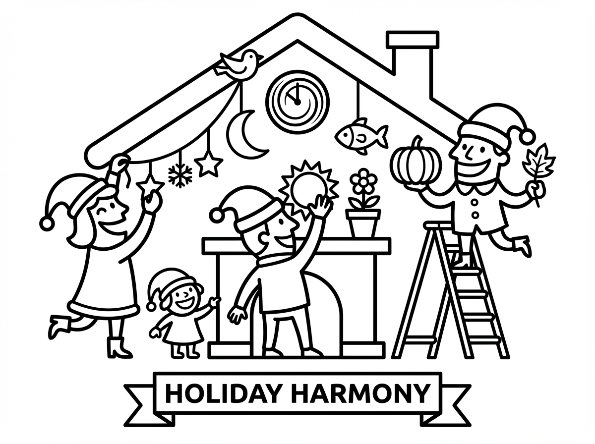 Ilustração de Página para Colorir Festiva