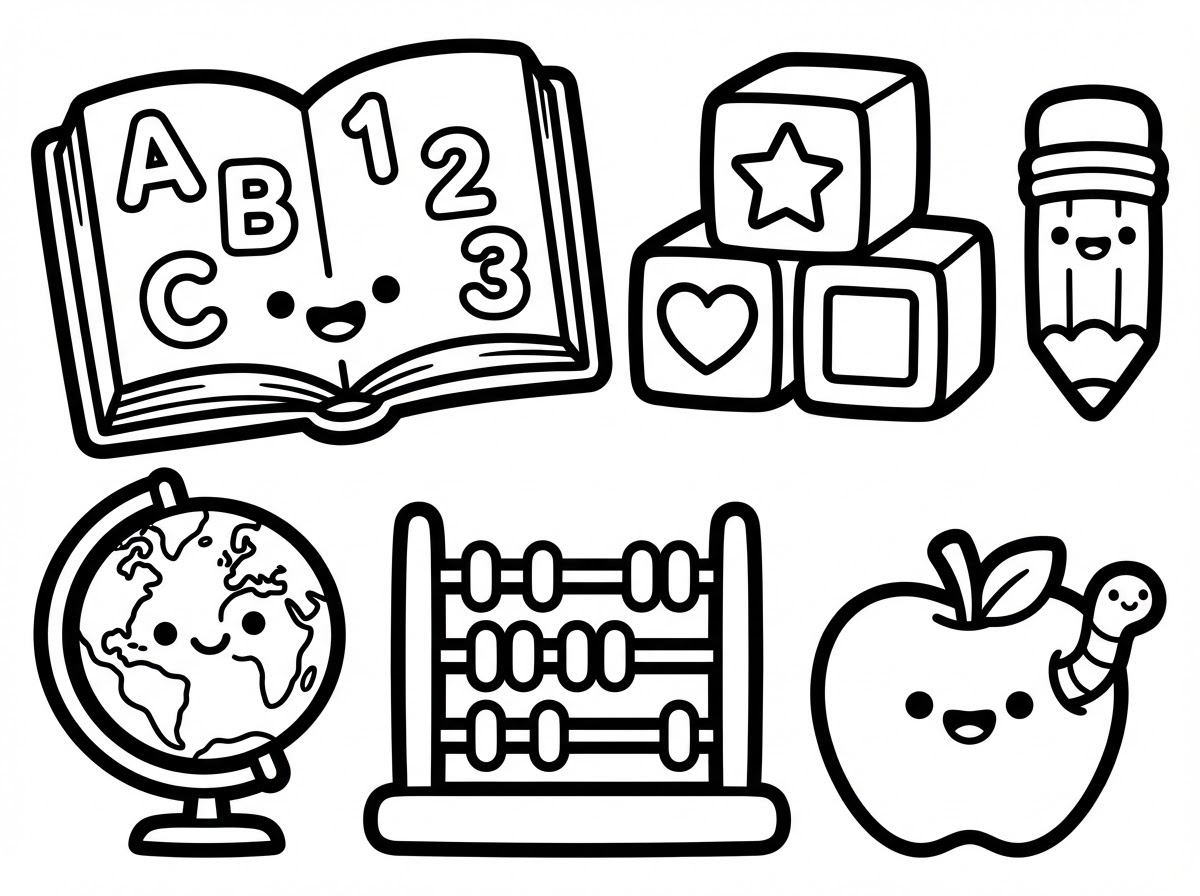 教育涂色页插图