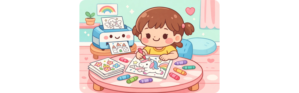 女孩塗色頁插圖