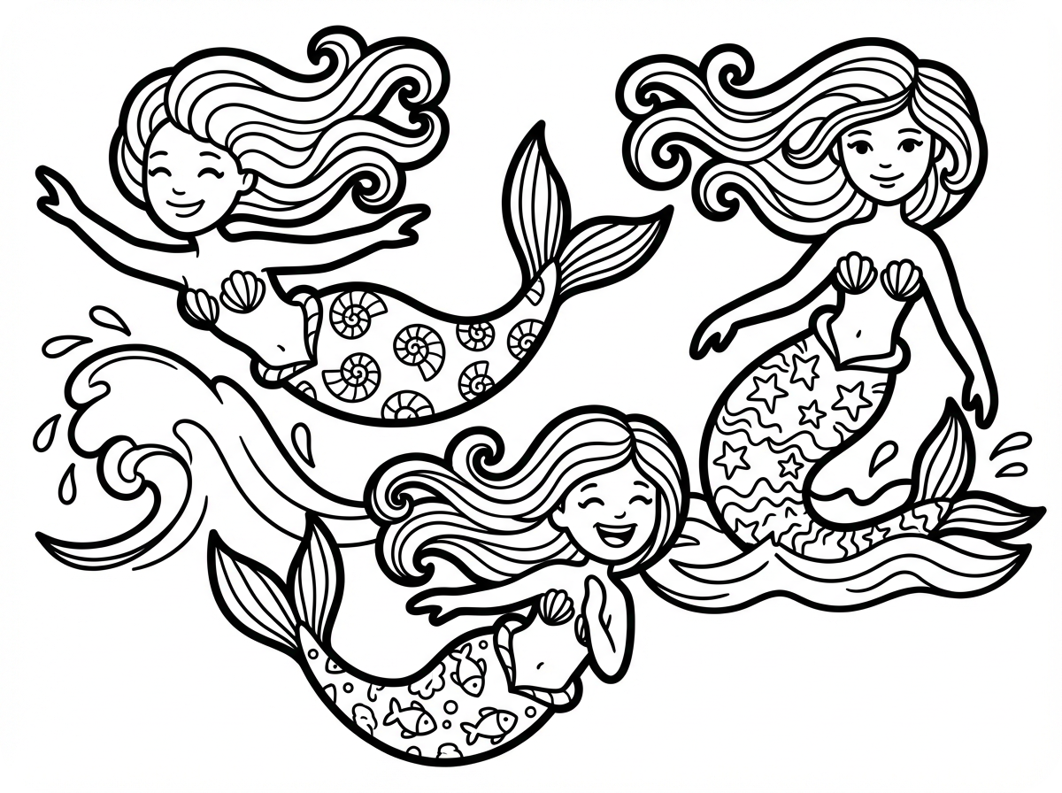 美人魚塗色頁插圖