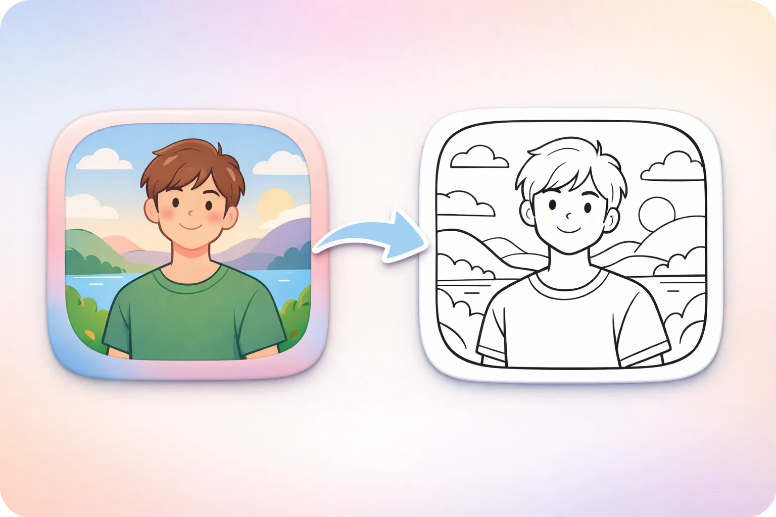 Minh họa chuyển ảnh thành trang tô màu