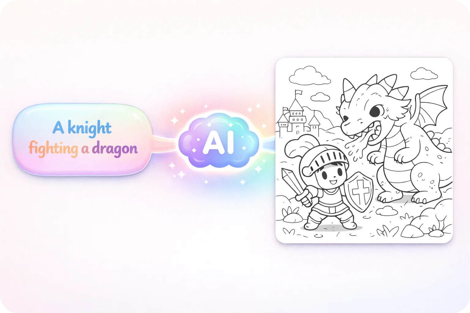 Minh họa chuyển văn bản thành trang tô màu