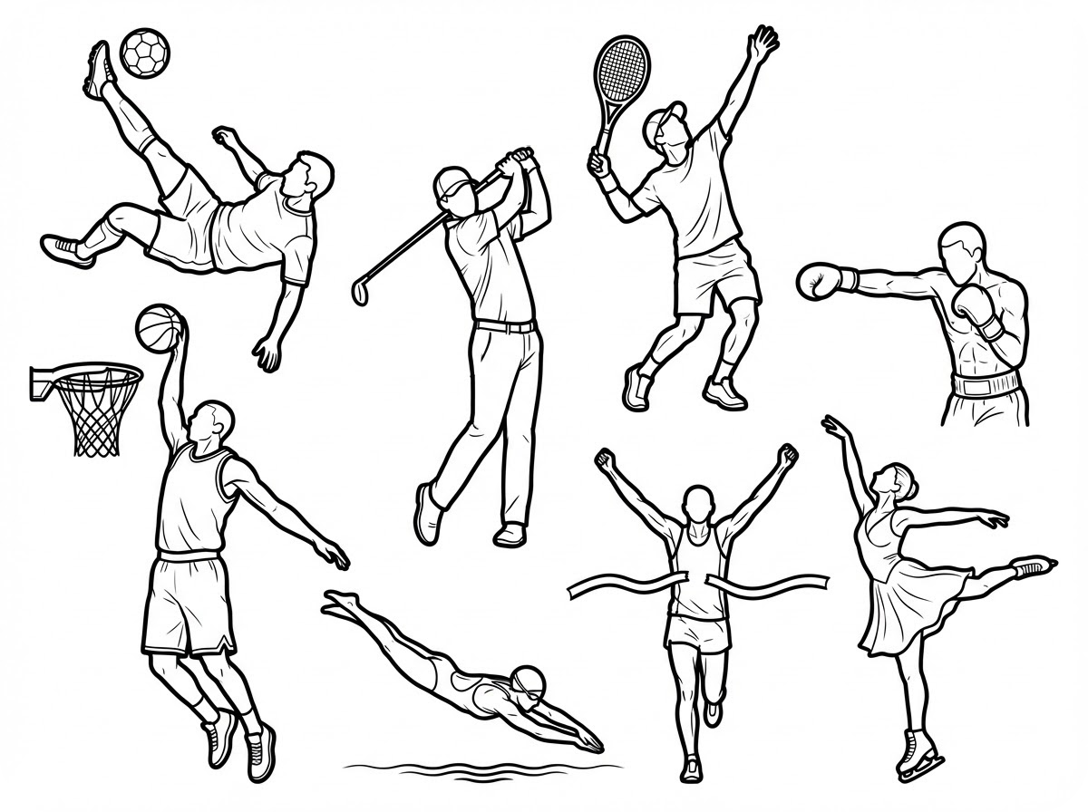 Minh họa trang tô màu huyền thoại thể thao
