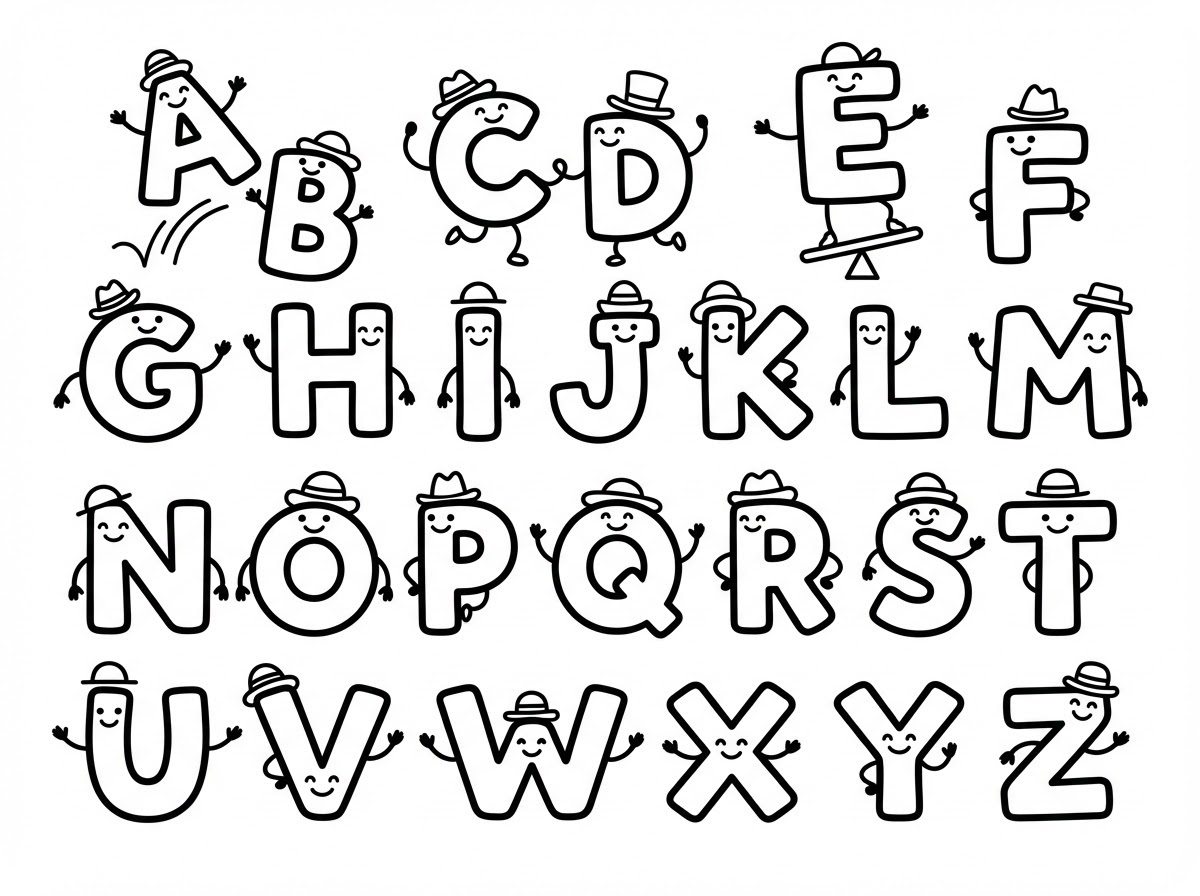 Minh họa Trang tô màu bảng chữ cái