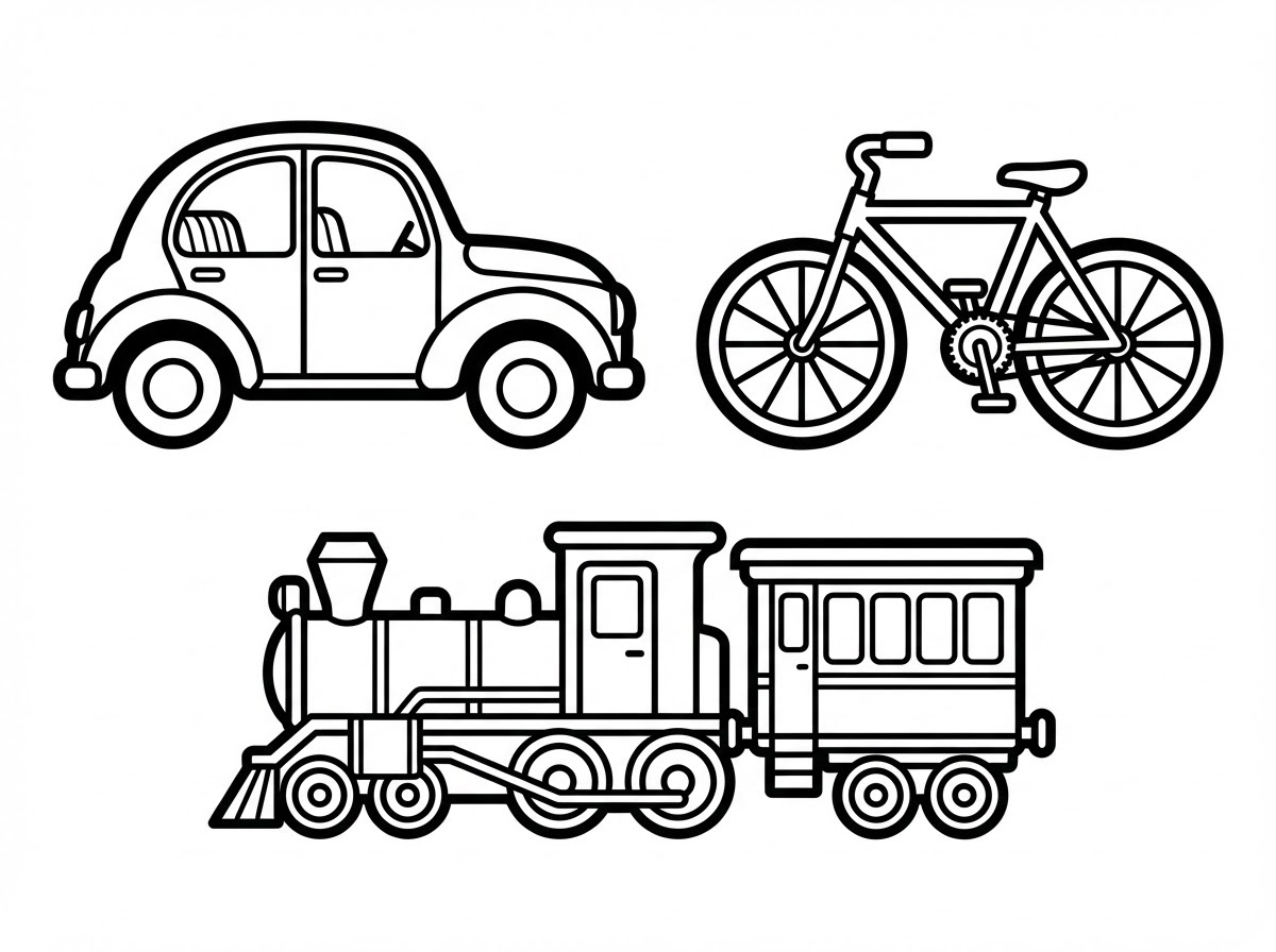 Minh họa Trang tô màu phương tiện