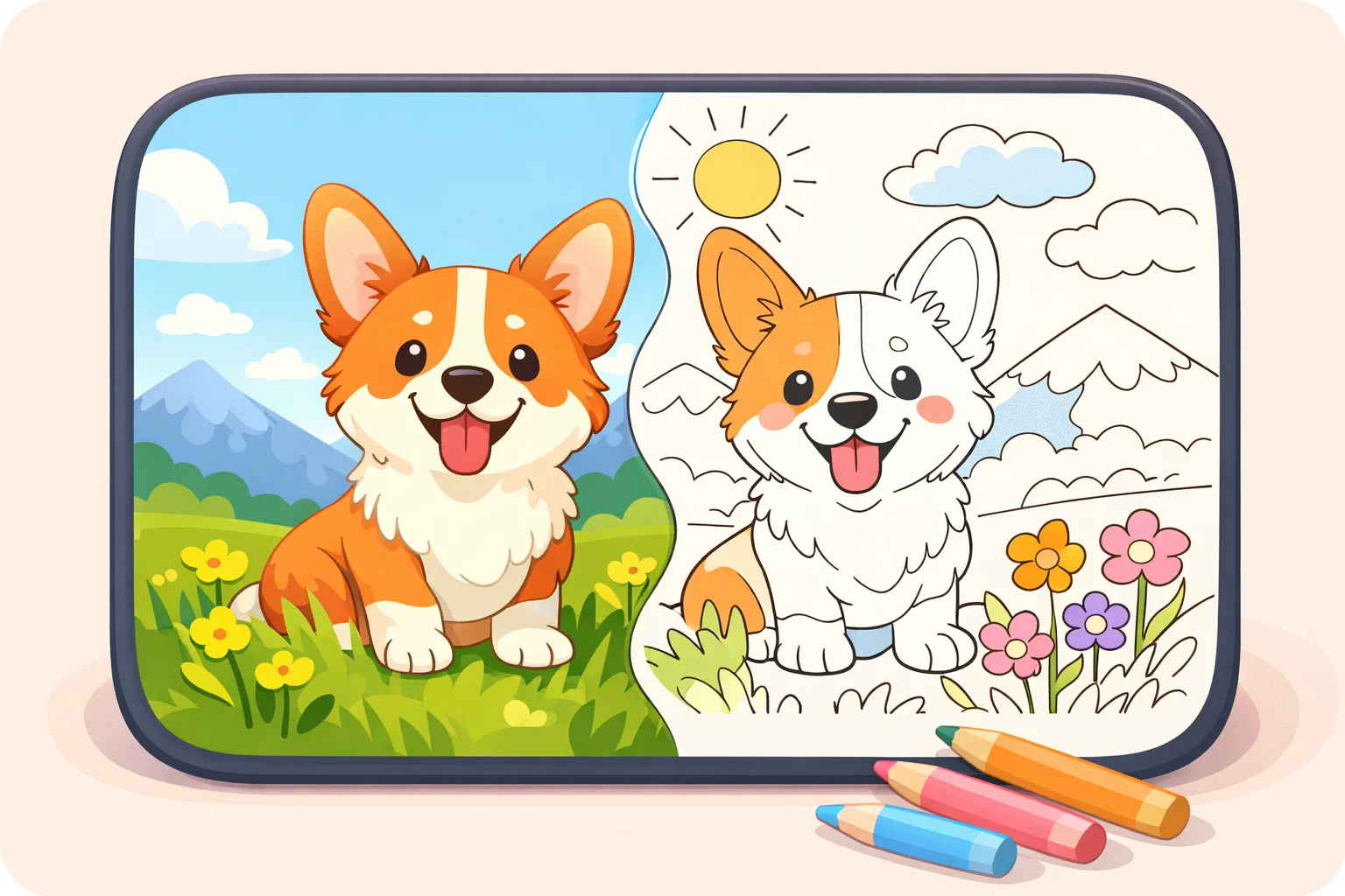 照片转填色页插画