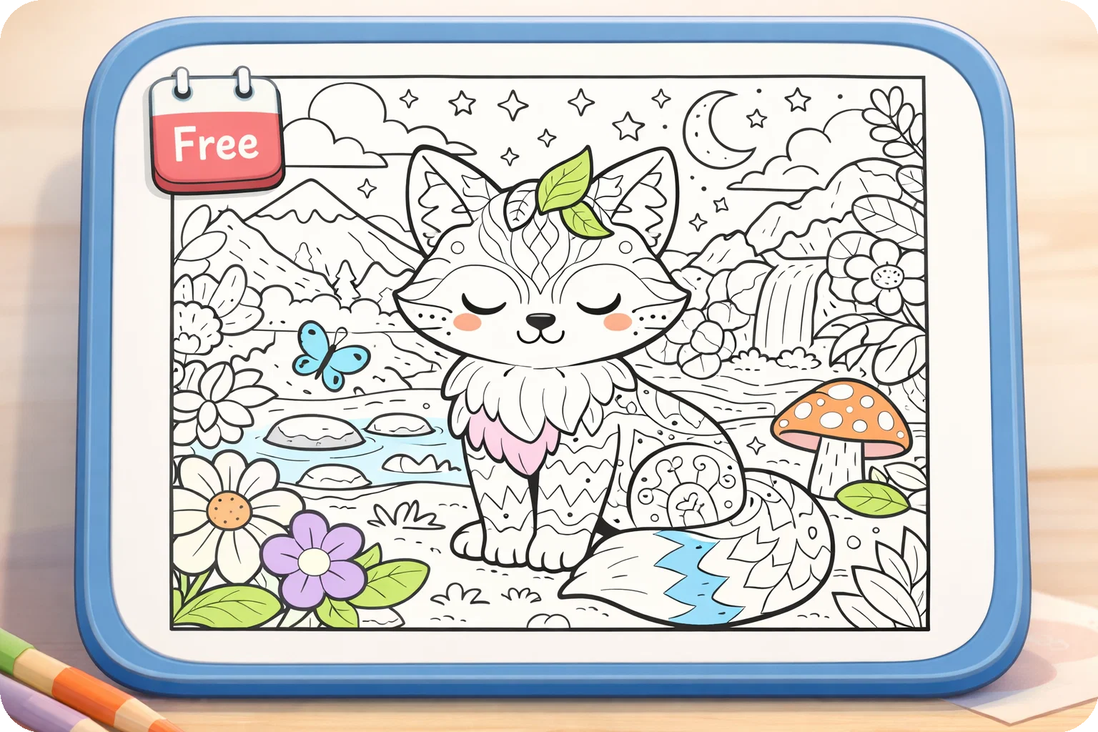 免费涂色页插画