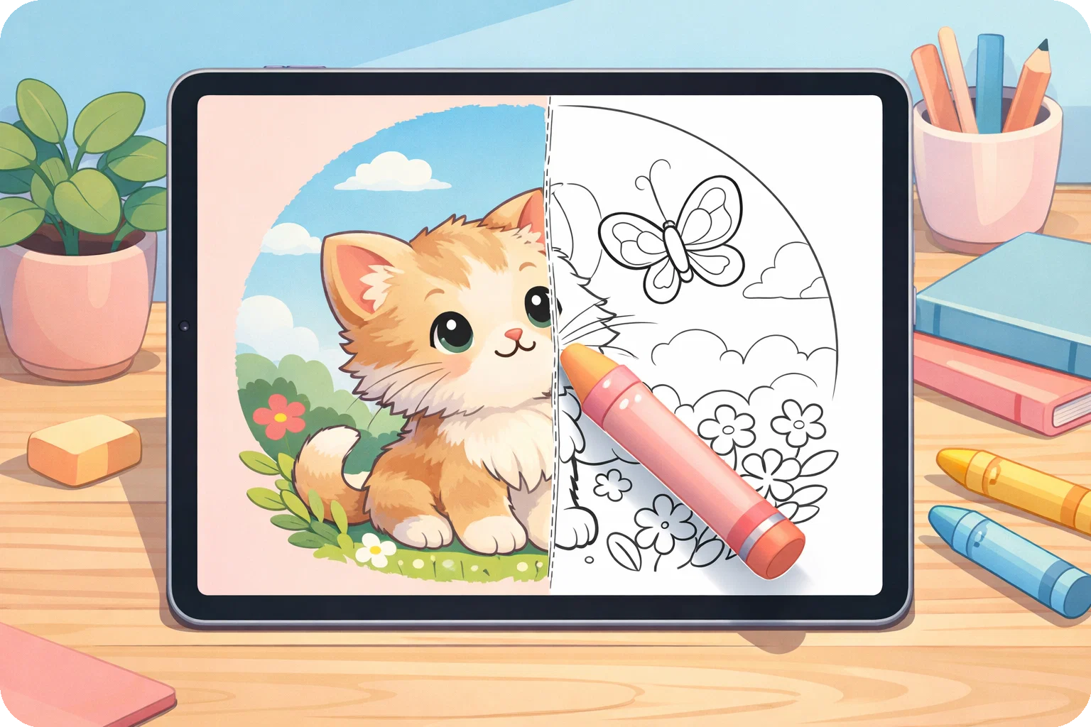 照片转填色页插画