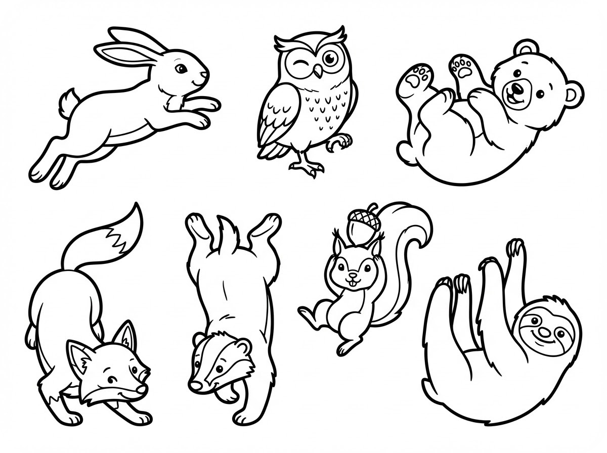 动物涂色页插画