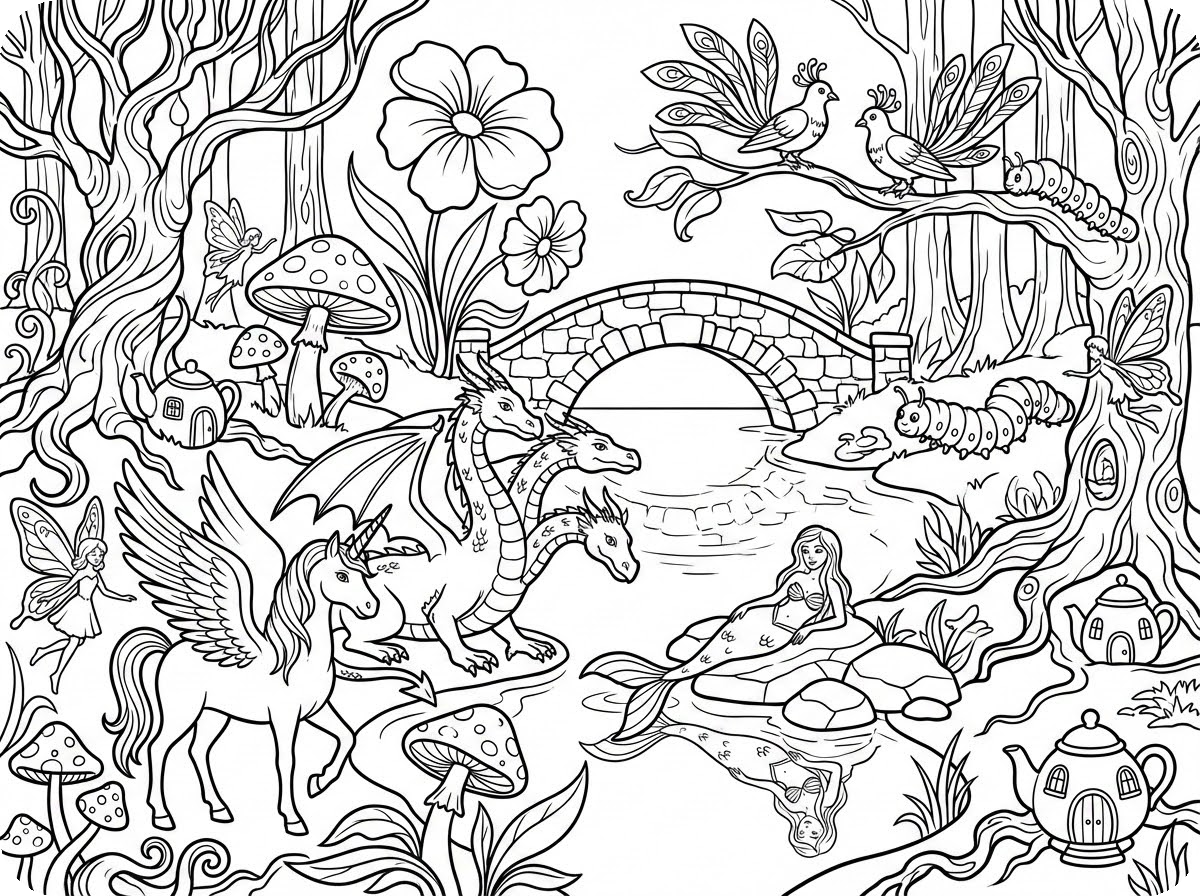 奇幻生物涂色页插图