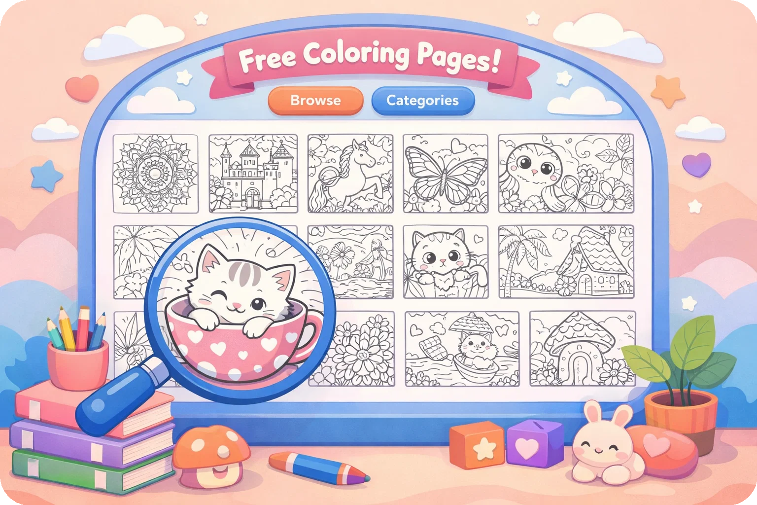 免费涂色页插画