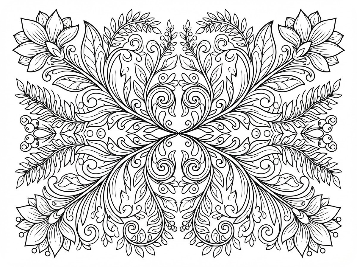 花卉涂色页插画