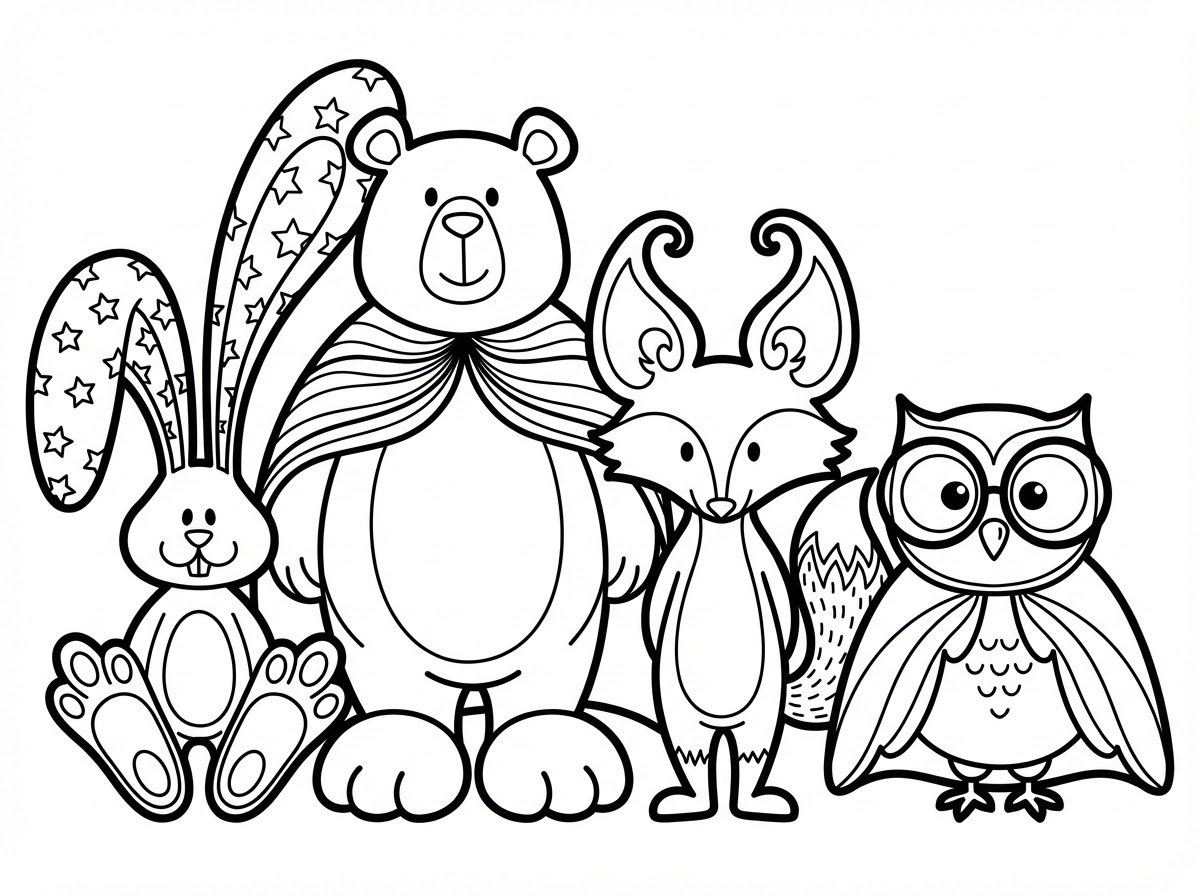 超级动物填色页插图