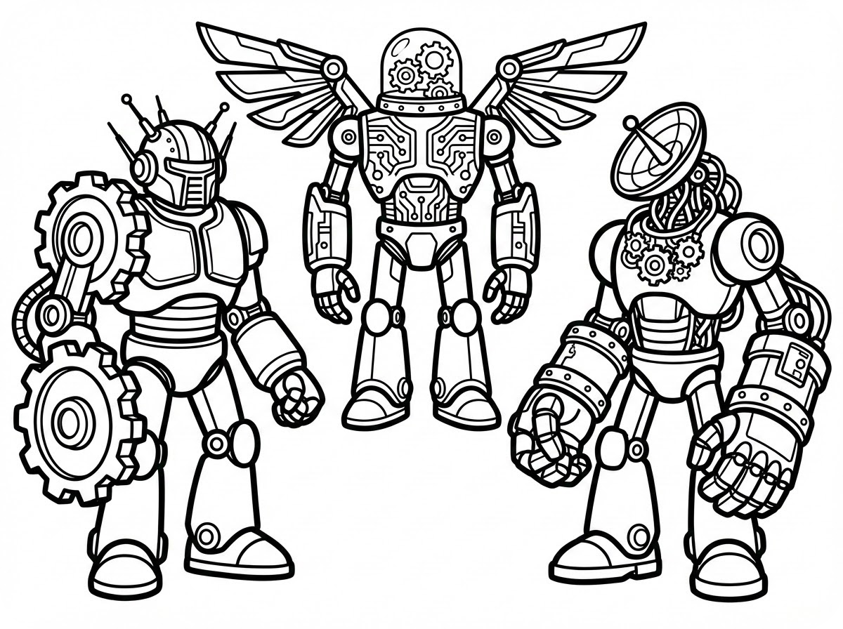 超级机器人填色页插图