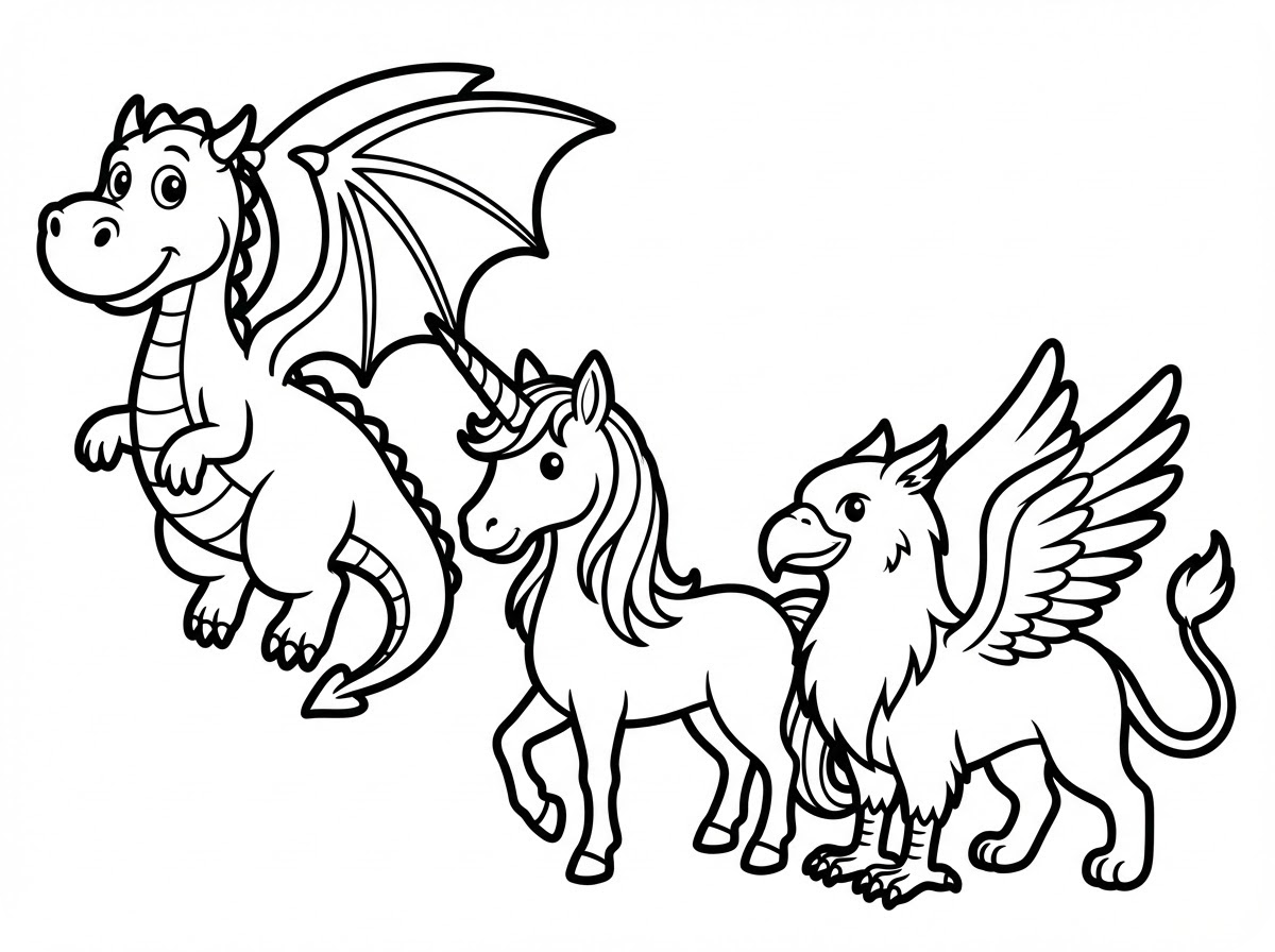 超级奇幻生物填色页插图