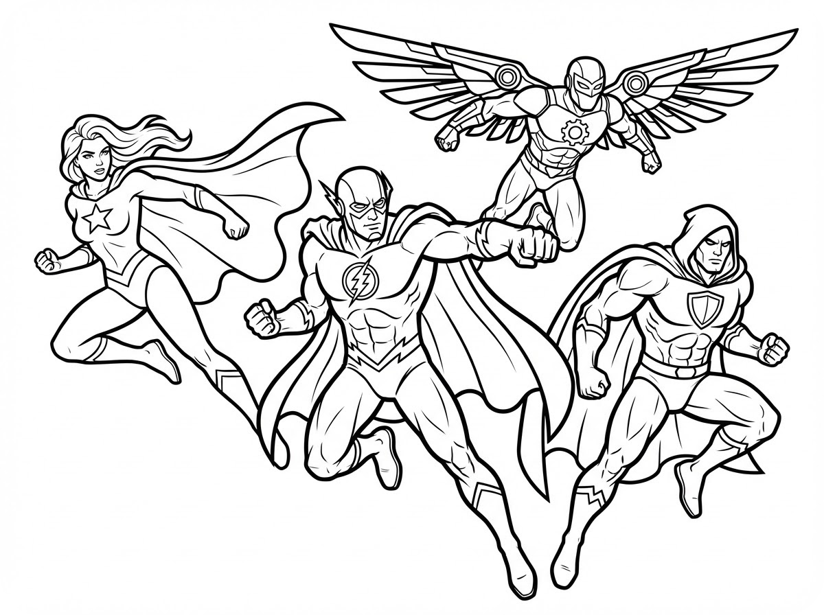 超级英雄填色页插图