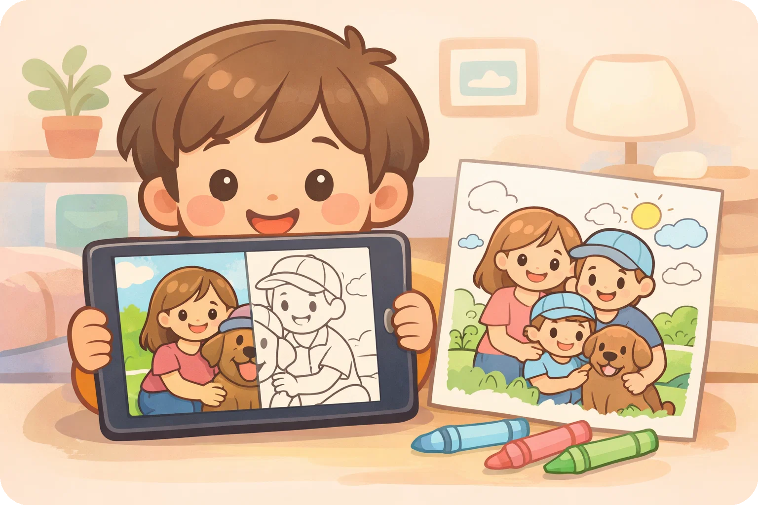 사진을 색칠 페이지로 변환 일러스트