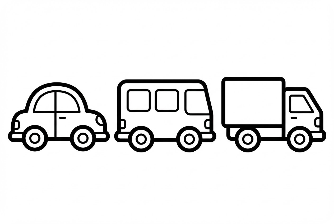 쉬운 탈것 컬러링 페이지 일러스트