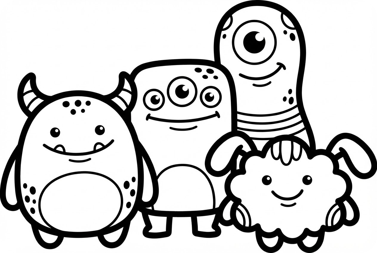 친근한 몬스터 컬러링 페이지 일러스트