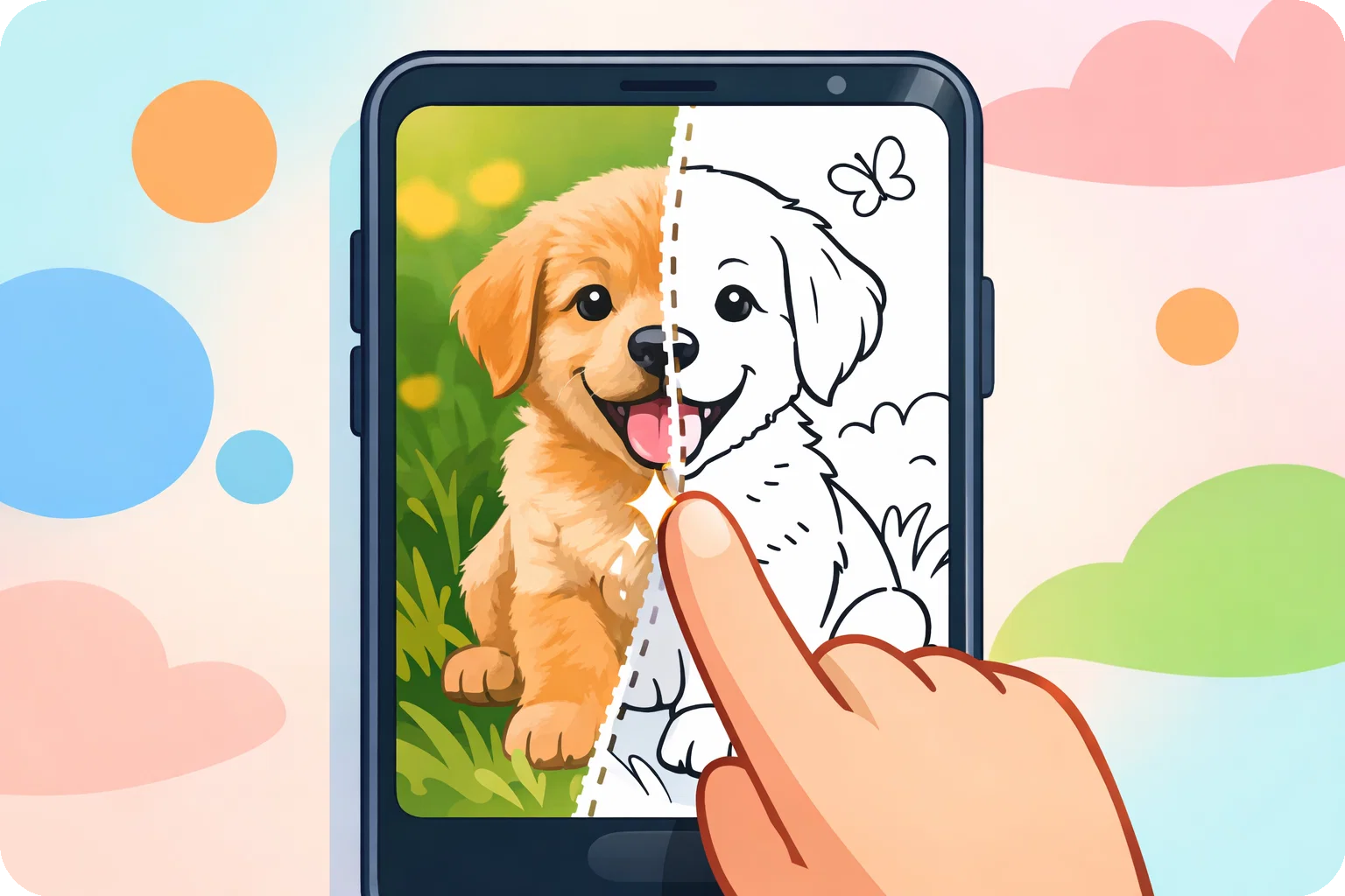 照片转涂色页插画