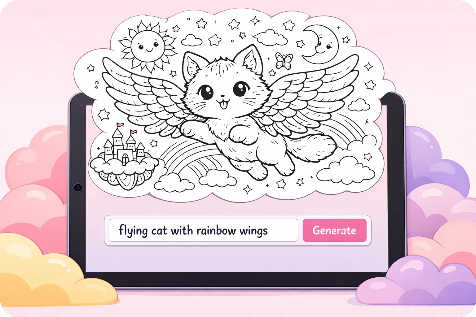 文字转涂色页插画