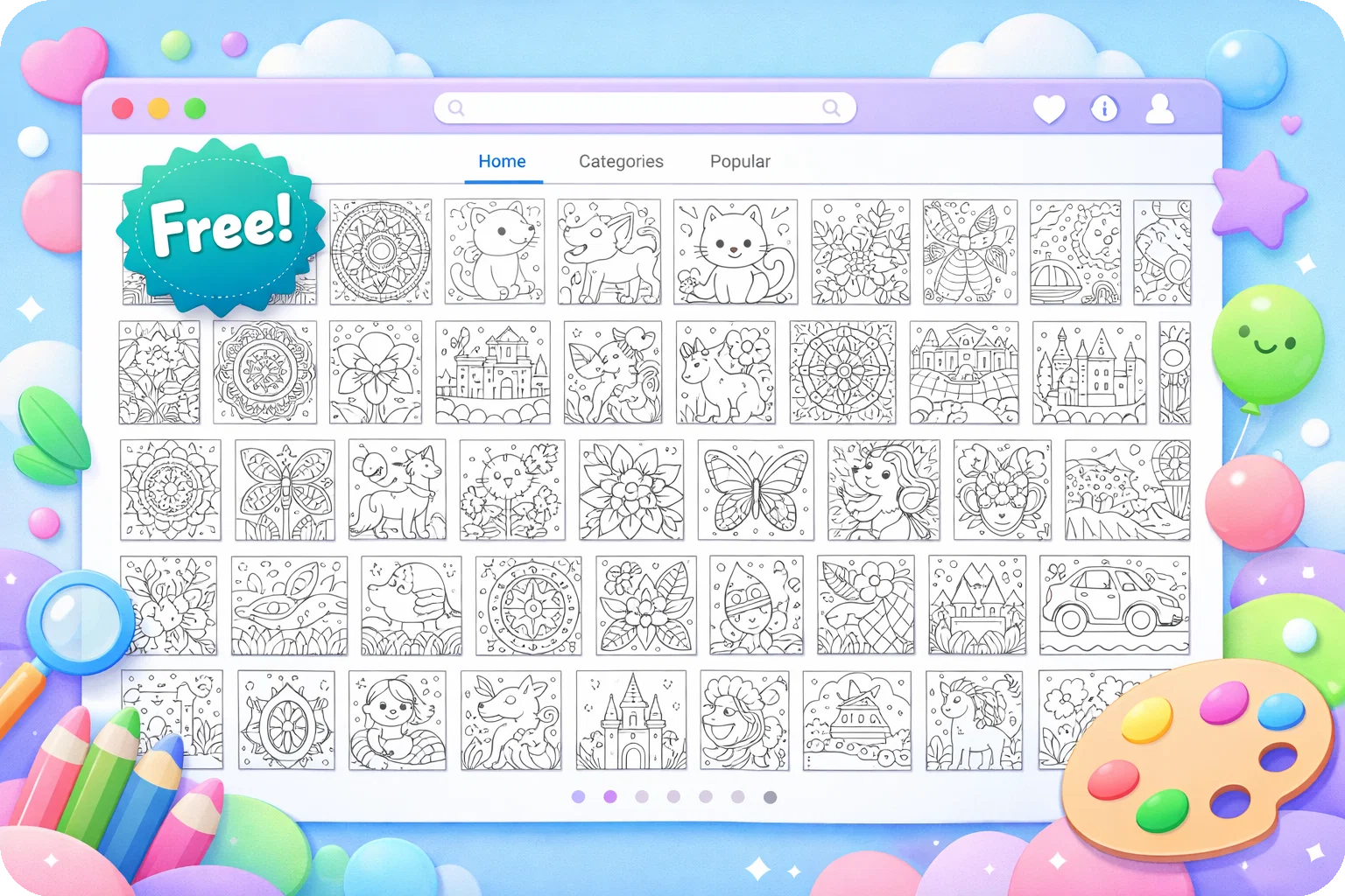 免费涂色页插画