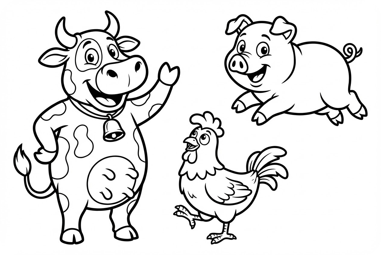 基础动物涂色页插画